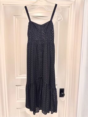 OPT from Few Moda Black Eyelet Spaghetti-Strap Midi Dress